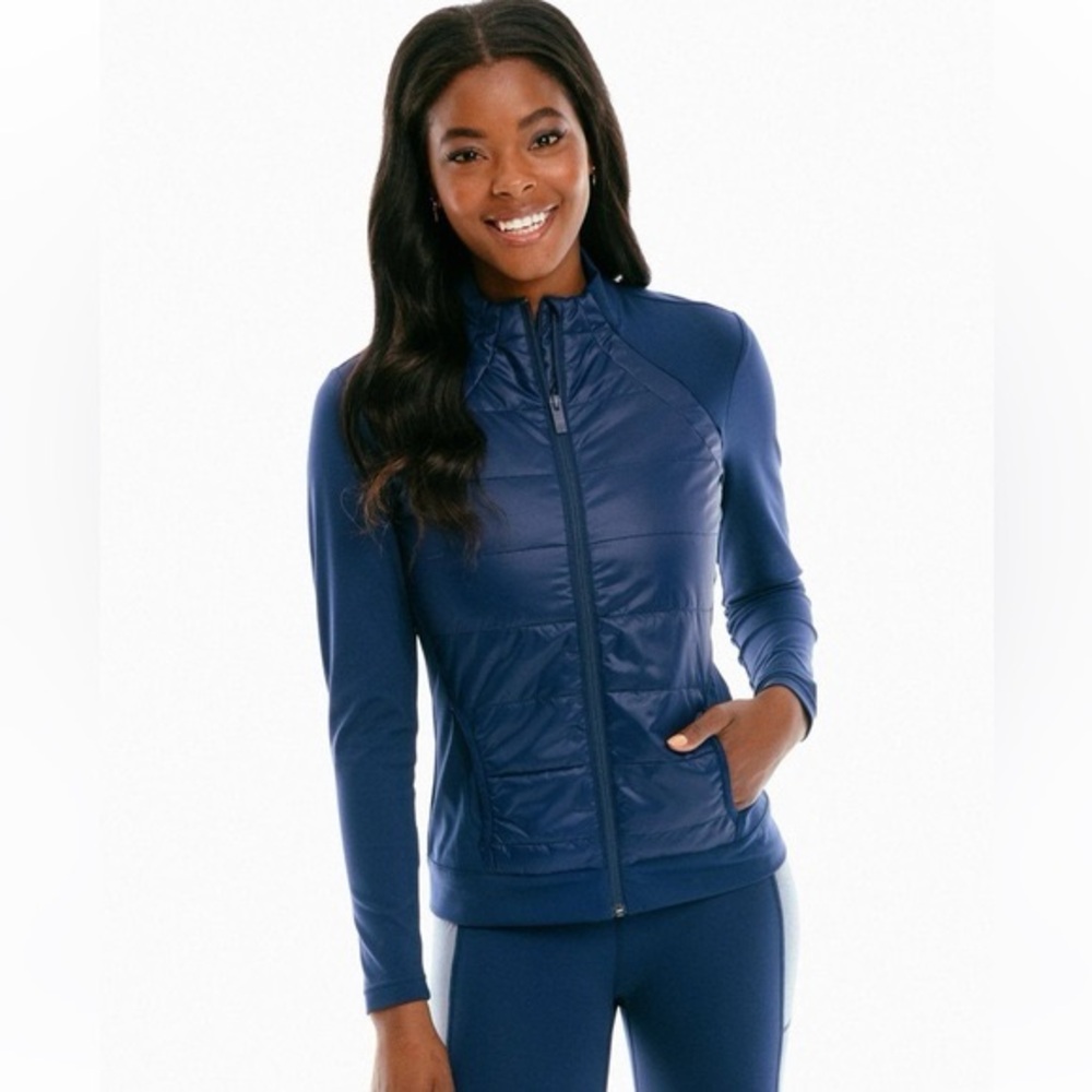 Southern Tide Mixed Media Full Zip Athletic Jacket Navy Blue Womens Sz XL